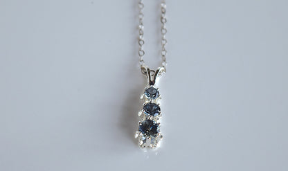 Montana Sapphire Necklace, Three Stone Drop Pendant