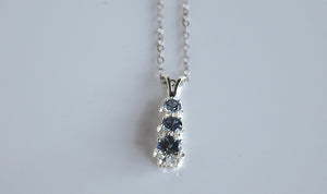 Montana Sapphire Necklace, Three Stone Drop Pendant