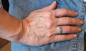 Montana Sapphire Ring, Three Stone 4mm & 5mm