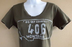 406 Women's Army Green Montana T-Shirt 