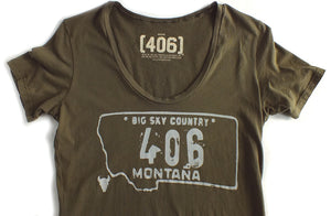 406 Women's Army Green Montana T Shirt 