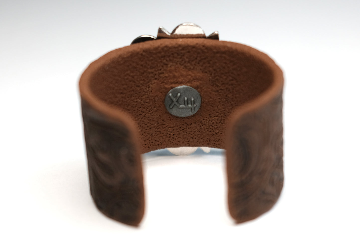 Tooled Cuff Bracelet with Round Concho (Small or Large)