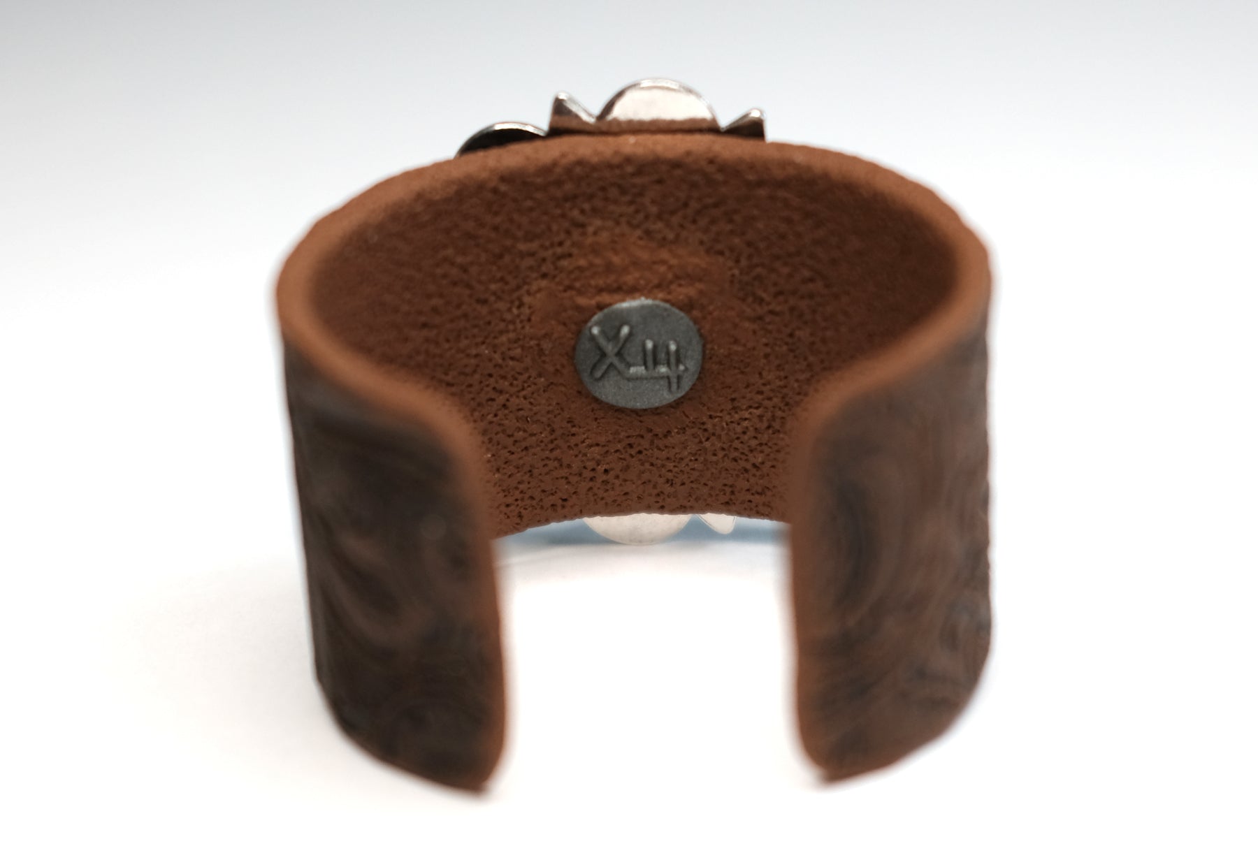 Tooled Cuff Bracelet with Round Concho (Small or Large)