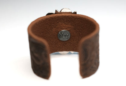 Tooled Cuff Bracelet with Round Concho (Small or Large)