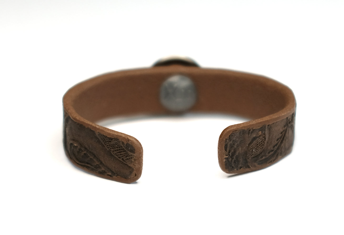 Tooled Cuff Bracelet with Silver Nickel Concho