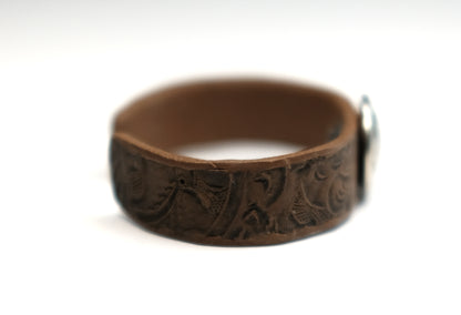 Tooled Cuff Bracelet with Silver Nickel Concho