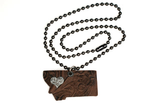 Tooled Montana State Pendant Necklace