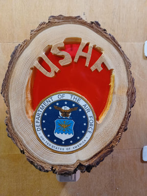 US Air Force Night Light, Carved Wood