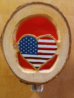 American Heart Night Light, Carved Wood