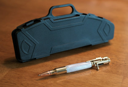 30 Cal. Bullet Pen, Deer Antler Inlay in Rifle Case