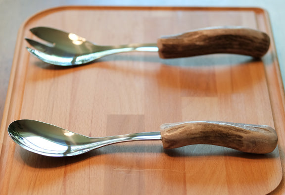 Deer Antler Stainless Salad Serving Set