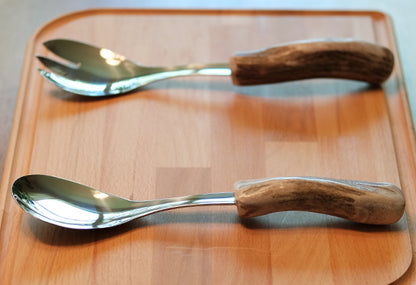Deer Antler Stainless Salad Serving Set
