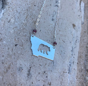 Montana Bear Garnet & Sterling Necklace