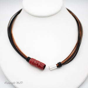 Garnet Leather Necklace