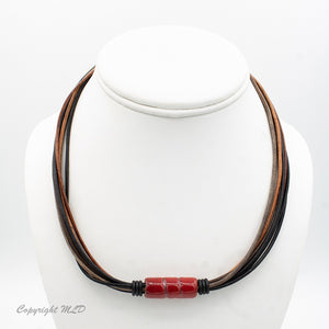 Garnet Leather Necklace
