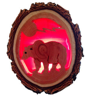 Grizzly Bear Night Light Carved Wood