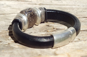 Glacier Black Leather Bracelet