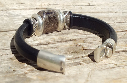 Glacier Black Leather Bracelet