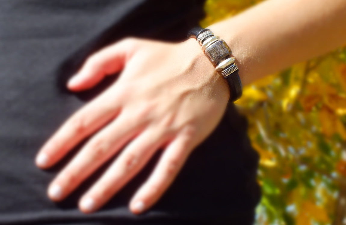 Glacier Black Leather Bracelet
