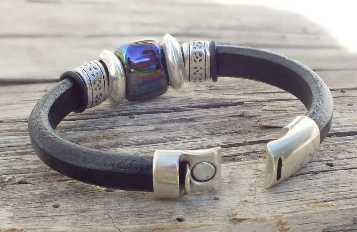 Midnight Leather Bracelet - Distinctly Montana - 6