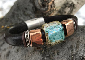 Copper Rose Leather Bracelet