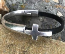 Cross Leather Cuff Bracelet