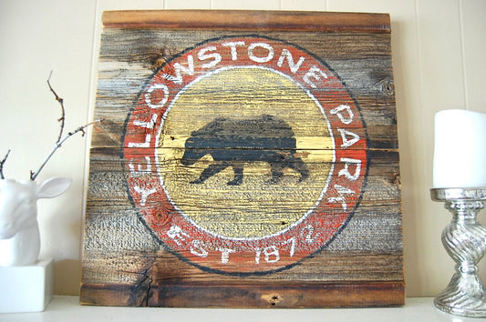 Yellowstone Grizzly Vintage Sign