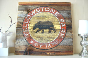Yellowstone Grizzly Vintage Sign