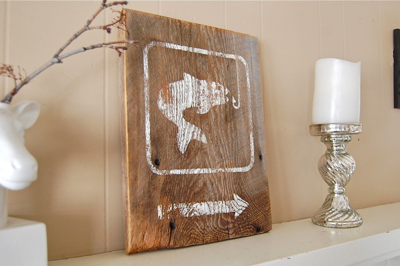Fishing Hole Barnwood Salvage Sign