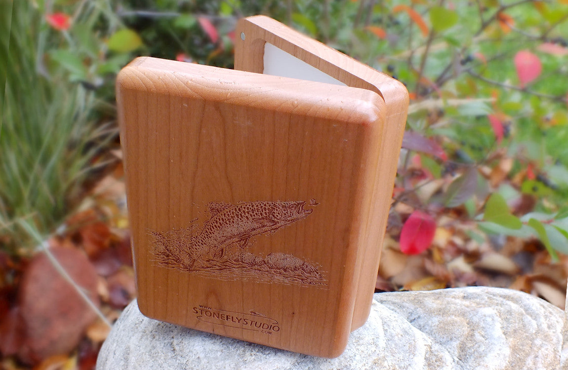 Handmade Personalised Wooden Fly Fishing Box Angler's Gift
