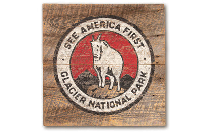MTN Goat Glacier National Park Rustic Sign