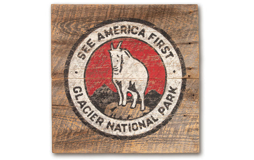 MTN Goat Glacier National Park Rustic Sign