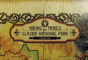 Glacier National Park Vintage Map Sign [metal or wood]
