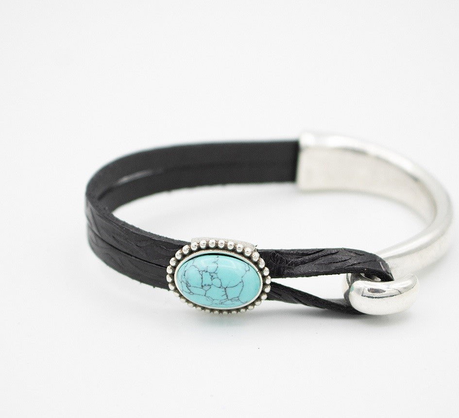 Turquoise Half Cuff Leather Bracelet