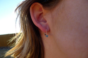 Montana Sapphire Earrings, 4-Prong Leverback