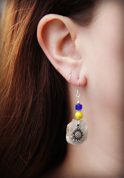 Deer Antler Sunflower Earrings