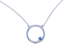 Yogo Sapphire Circle Pendant Necklace