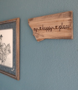 Montana My Happy Place Sign in Barnwood