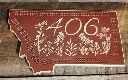 Montana 406 Wildflowers Cribbage Board