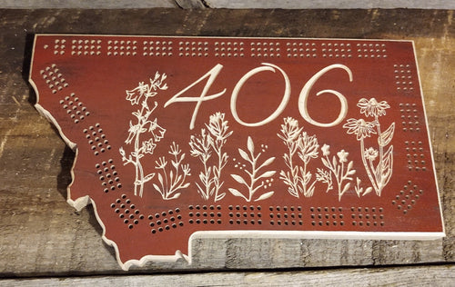 Montana 406 Wildflowers Cribbage Board