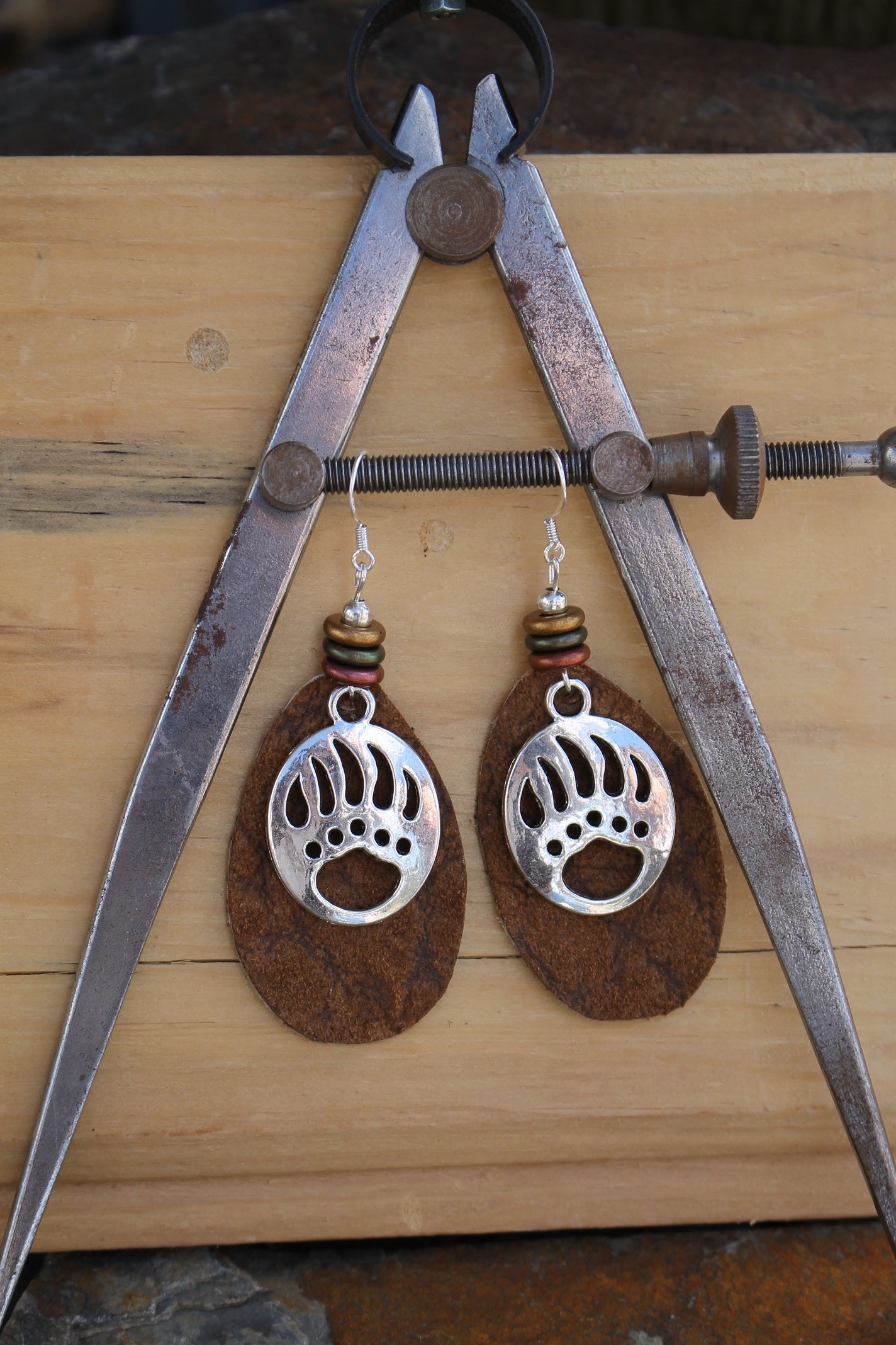 Montana Griz Leather Earrings
