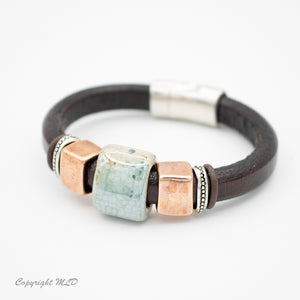 Copper Rose Leather Bracelet
