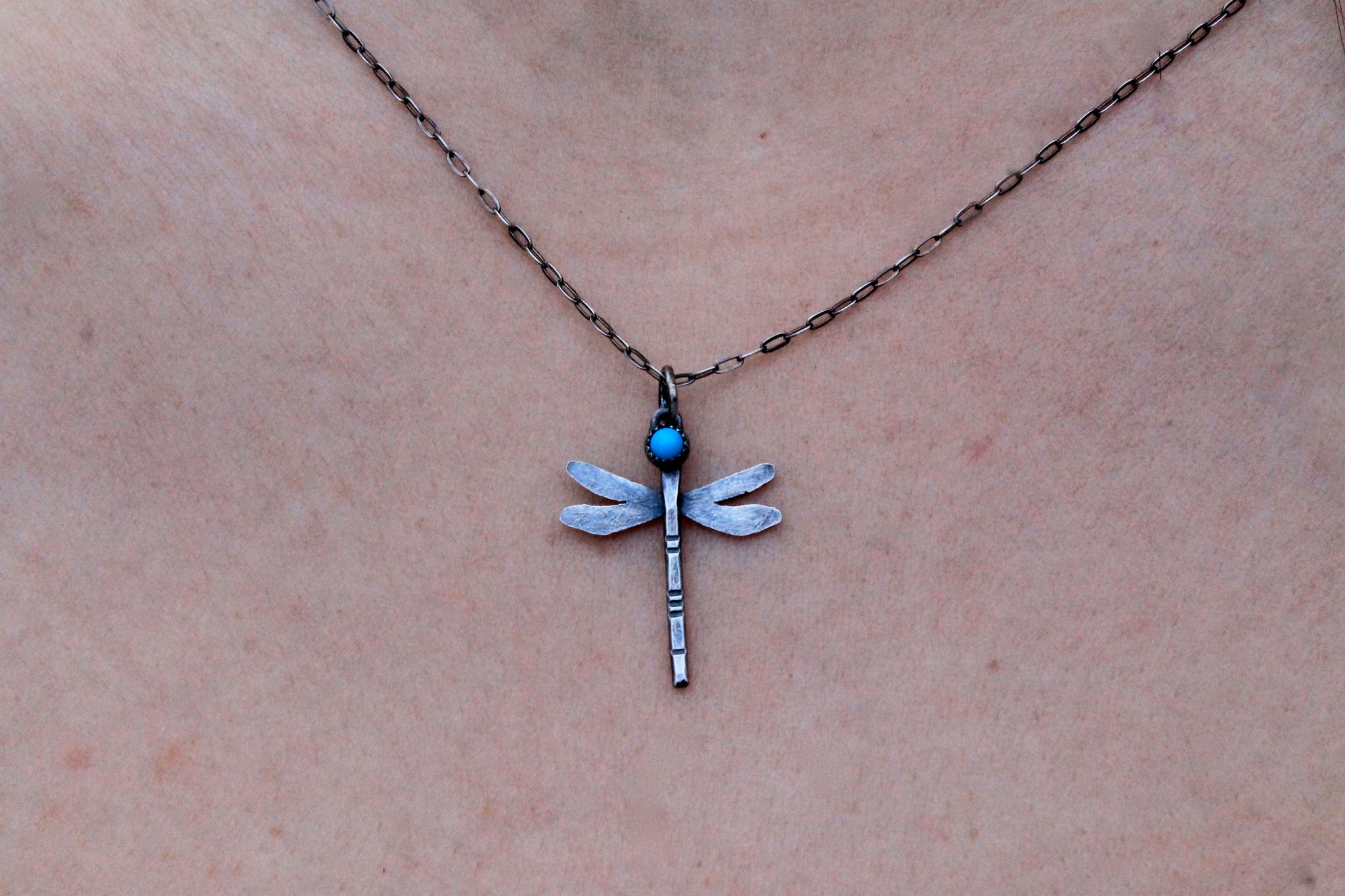 Sterling Silver Blue John Four Stone Small Dragonfly Necklace P1896 |  Handmade Designer Jewellery