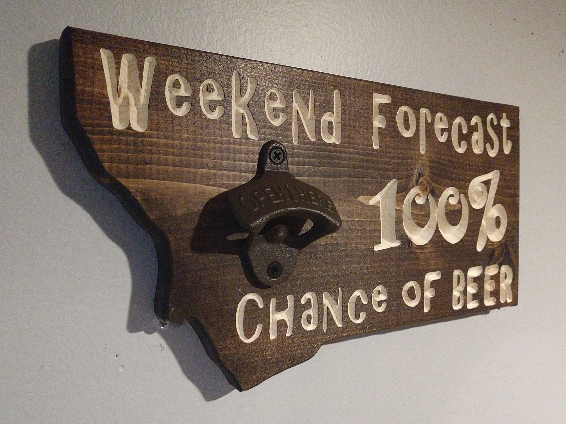 Montana Weekend Forecast with Bottle Opener Sign, Montana Sign
