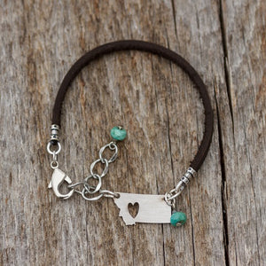 Montana Charm with Turquoise Leather Bracelet