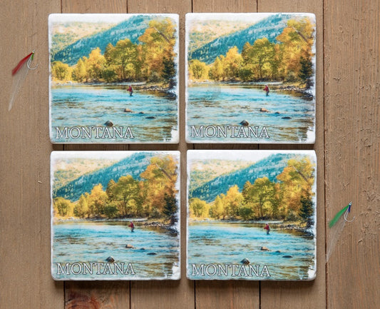 Montana Fly Fishing Stone Coasters