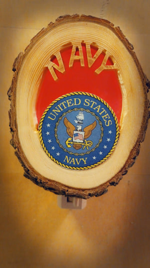 US Navy Night Light, Carved Wood