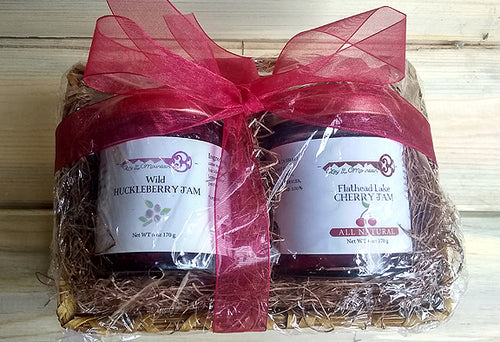 huckleberry jam and Flathead cherry jam
