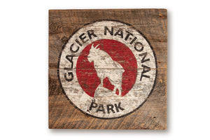 Glacier National Park with Mountain Goat Salvage Barnwood Sign
