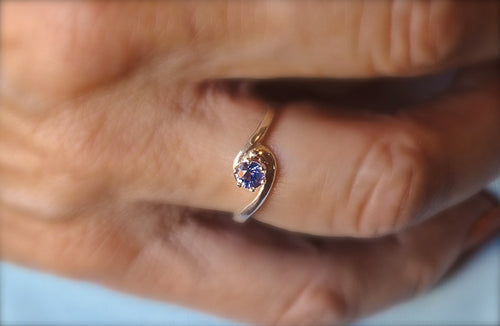 Montana Sapphire Ring, Sterling Crescent in
